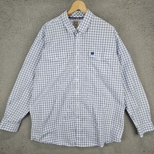 Cinch Shirt Mens XL Western Blue White Button Down Cowboy Long Sleeve Checkered